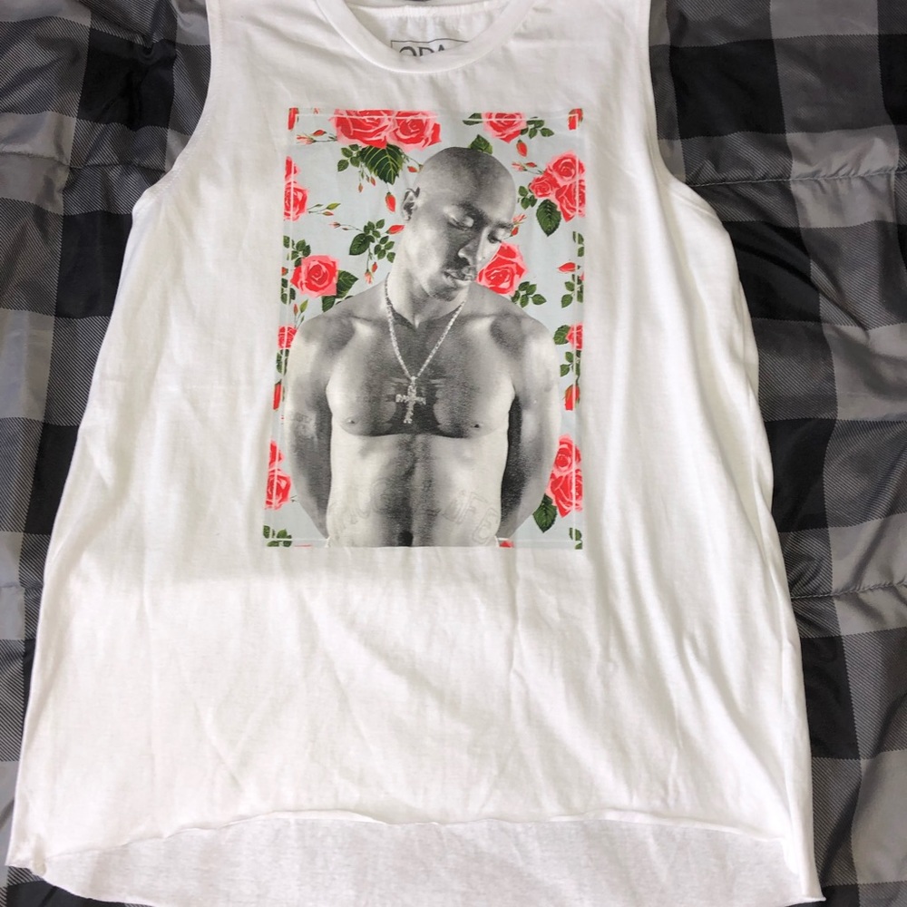 White Tupac tank top